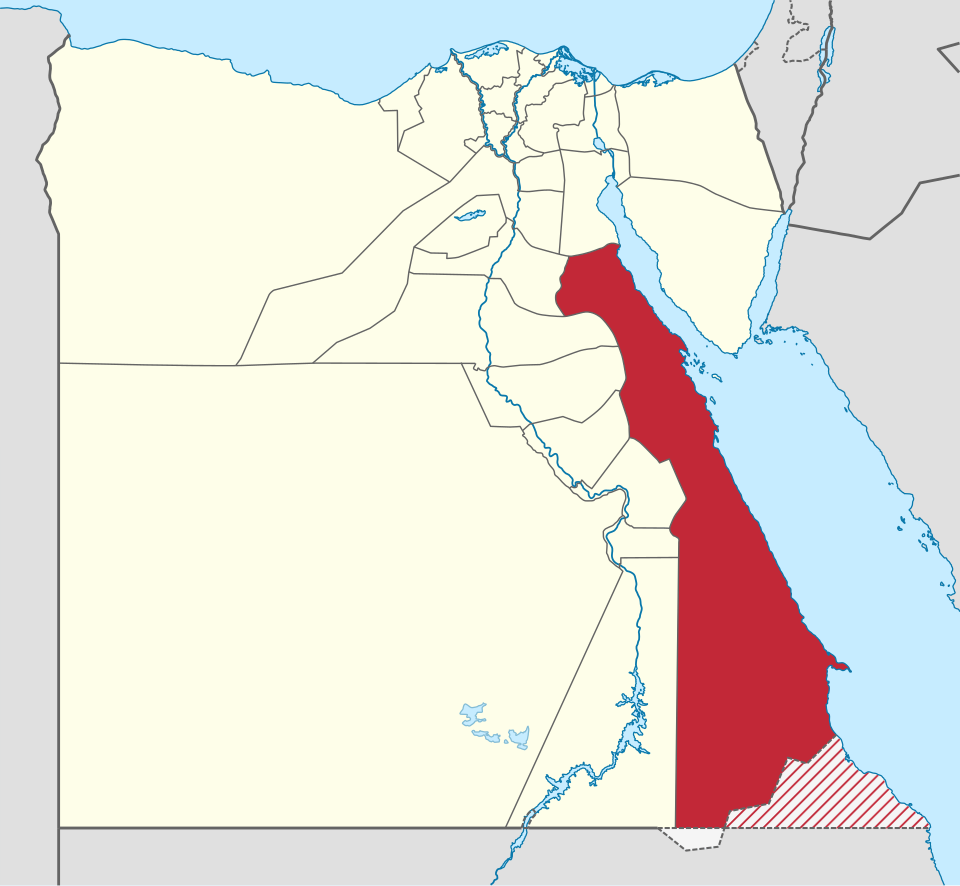 خريطة موقع البحر الأحمر على مصر